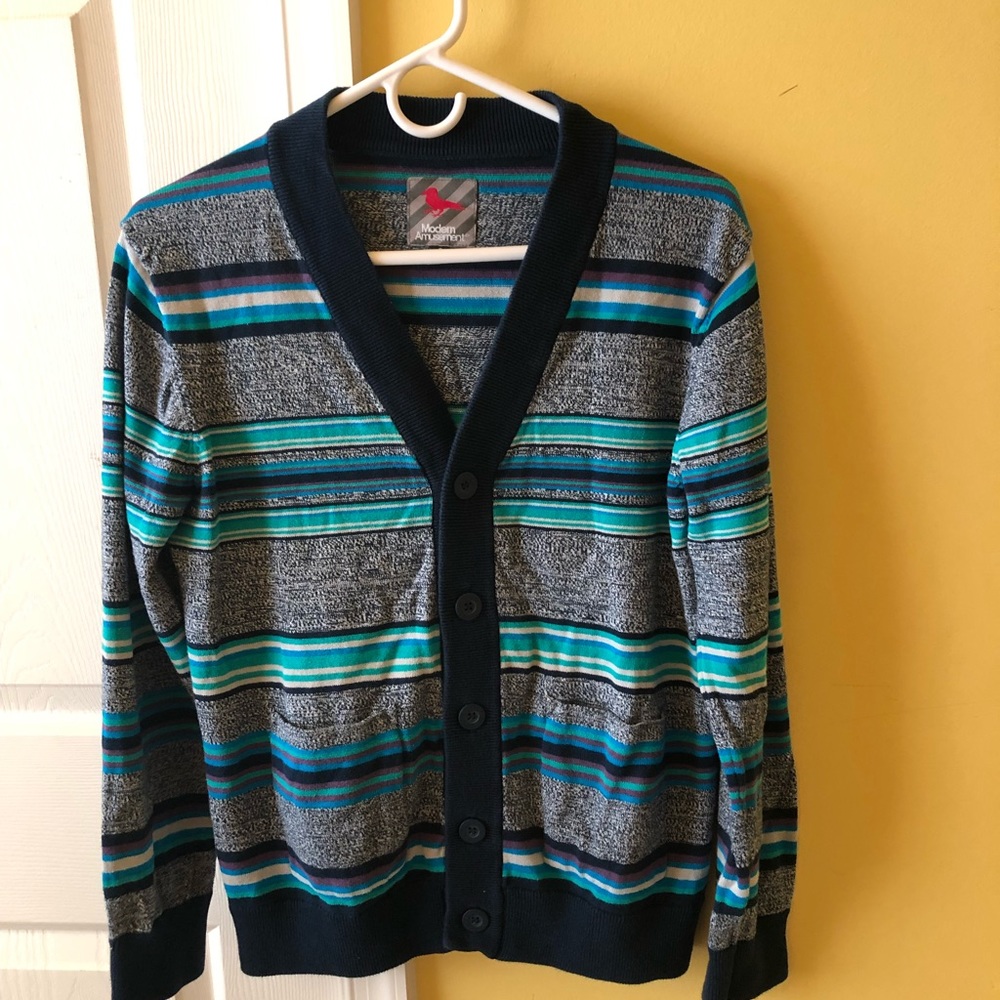 Unisex button front sweater/cardigan